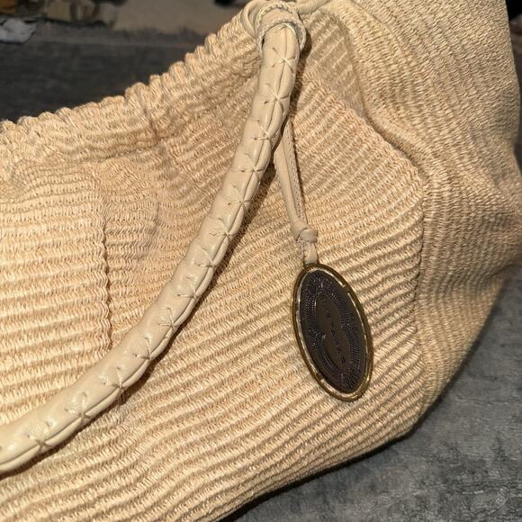 Elie Tahari Beige Woven Emmy Raffia Large Hobo Shoulder Bag - Picture 7 of 9